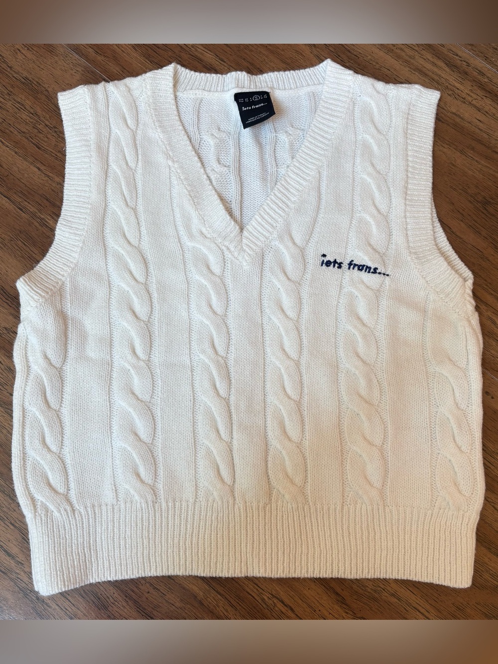 iets frans Cream Cable-Knit V-Neck Sweater Vest